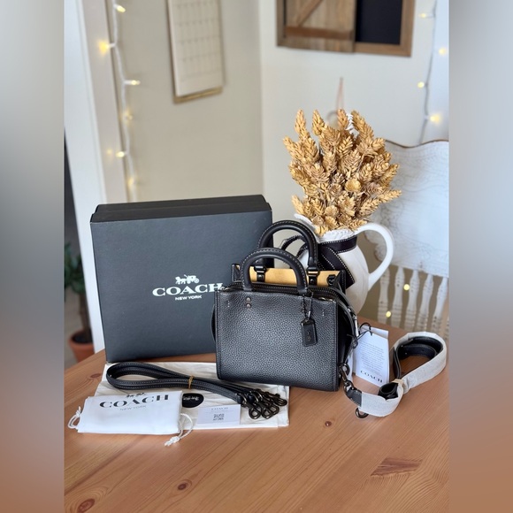 NWT Coach Rogue 20 In Colorblock Regenerative Leather (Pewter/Black) - Picture 1 of 16